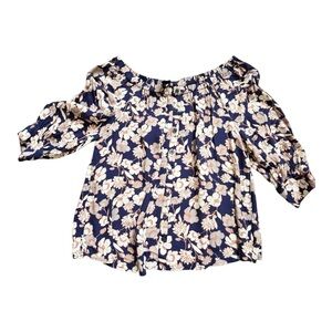 Sanctuary Purple/Blue and Cream Floral Off Shoulder Whimsical Top